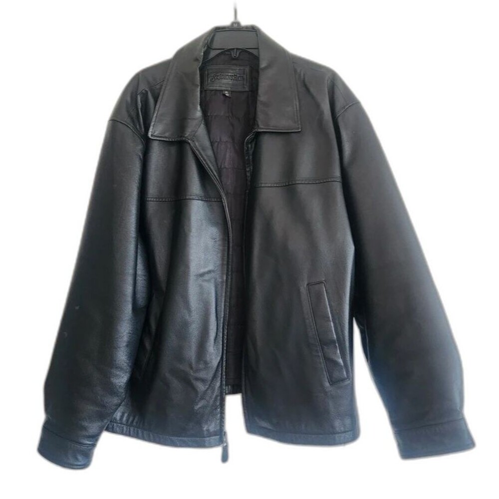 St John's Bay Men's Black Leather Jacket XL